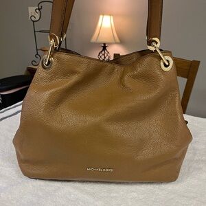 Michael Kors Triple Compartment Brown Pebbled Leather bag  w/ bonus wallet